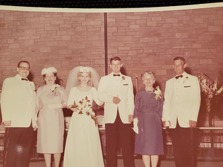 Fred & Mary plus folks at wedding